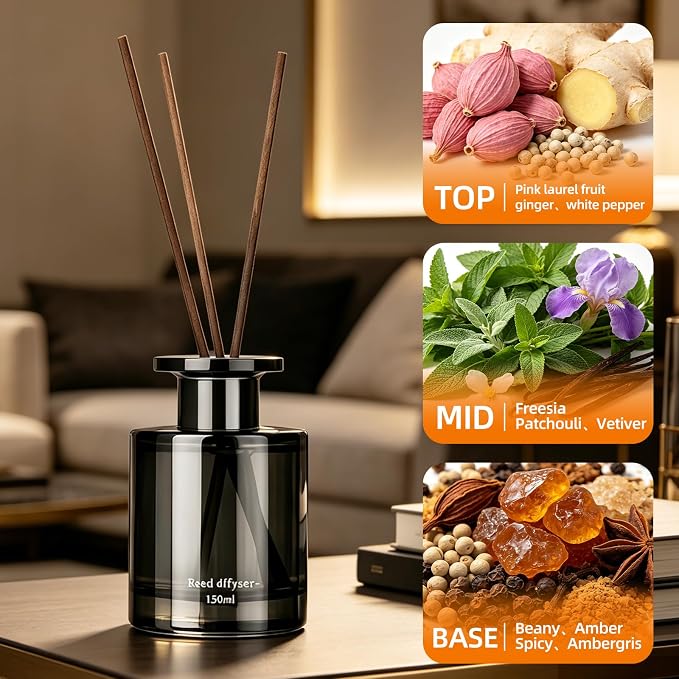 Reed Diffusers for Home 5.1 fl oz (150 ml) for Bathroom,Shelf,Office Decor | Reed Diffuser Sets Bathroom Decor Diffusers Non-Toxic Essential Oil Long Lasting Home Fragrance with Reed Diffuser Sticks