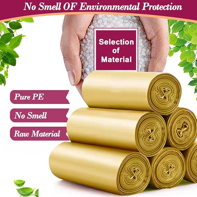 4 Gallon 180pcs Small Gold Trash Bags Strong Golden Garbage Bags, Bathroom Trash Can Bin Liners, Gold Plastic Bags for Home Office, Waste Basket Liner, Fit 12-15 Liter, 3.5,4,4.5 Gal（Golden 180）