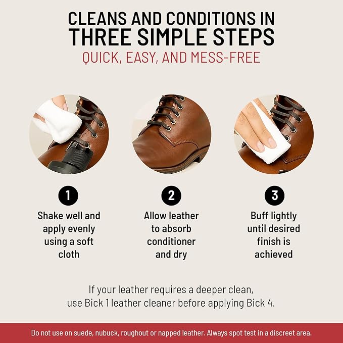 Bick 4 Leather Conditioner & Cleaner, Won't Darken Boots, Couch, Bags 16 oz | Made in USA, For Shoes, Furniture, Jackets, Auto Interiors, Apparel & Accessories