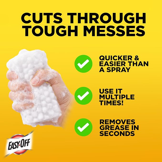 Easy‑Off Heavy Duty 2‑in‑1 Ultra Thick Eraser & Degreasing Formula, 5 Multi‑Use Cleaning Pads — Cuts Through Tough Grease & Grime in Seconds