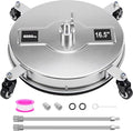 Dalmbox 16.5" Pressure Washer Surface Cleaner, 4-Wheel Stainless Steel Rotary Attachment, 1/4” Quick Connect, 4000 PSI Cleaner for Patio, Driveway, Concrete & Sidewalk Power Washer Attachment
