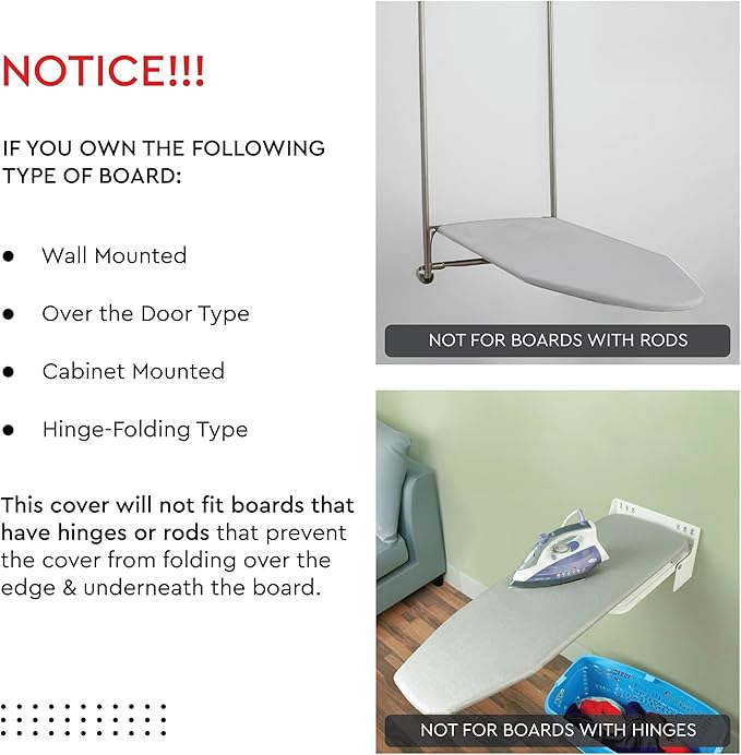 Encasa XO Ironing Board Cover and Pad - Thick 4mm Felt, Heat & Scorch-Resistant, Fits Wide Boards 49"x18", Elastic Bungee Cord Tightening, Easy Fit, Stain-Safe Dye, Triangles