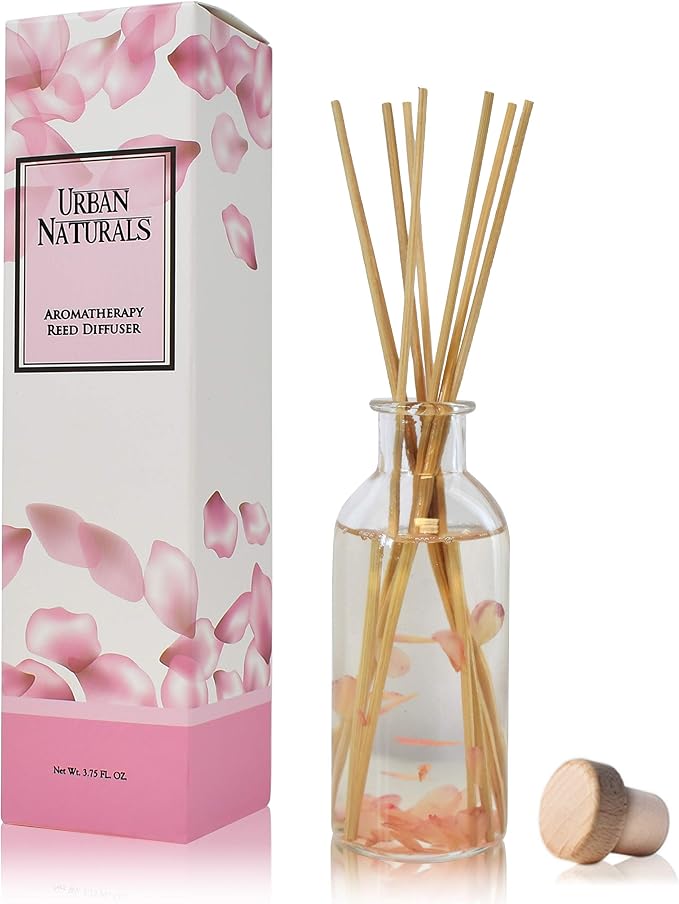 Reed Diffuser Set, Moonlit Petals - Bathroom Shelf Décor | Magnolias, Peonies, Daisies, Honeysuckle, Pear & Rosewood, Great Gift Idea for Mom, Grandma, Aunt, Wife or Sister