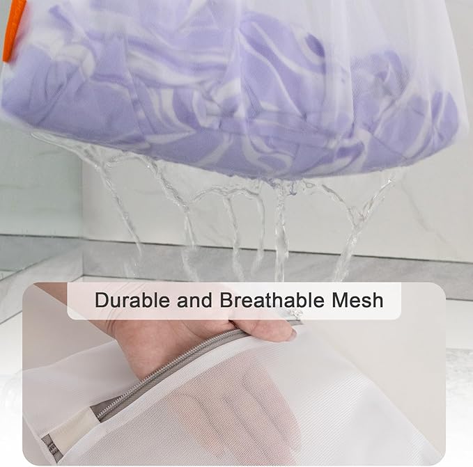 Polecasa 3Pcs 12 x 16 Inches Extra Durable Fine Mesh Laundry Bags with Sturdy Zipper for Delicates, Protect Clothes in Washing Machine, Laundry Room Essentials for College, Dorm (3 Medium)