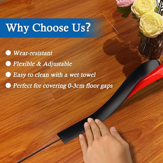 Floor Transition Strip Self Adhesive Floor Cover Strips Laminate 2" Wide Vinyl Flat Divider Transitions (5cm, 3.3Ft, Black)