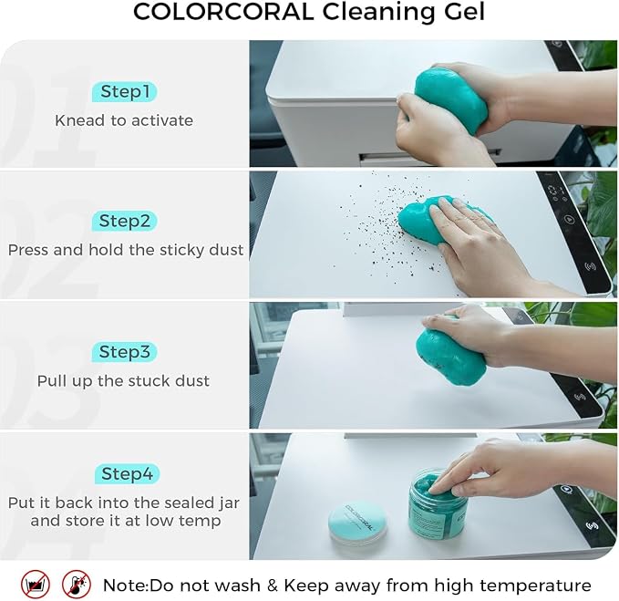 ColorCoral Keyboard Cleaning Gel Dust Cleaner Slime Car Clean Putty 2Pack | Car Cleaning Kit Dust Remover Universal Car Interior Keyboard Cleaning Kit Supplies Auto Detailing Tools Accessorie Men Women