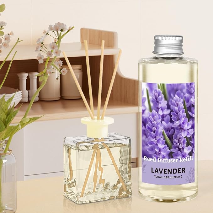 STRN Reed Diffuser Oil Refill, Lavender Scented Reed Diffuser Refill 200ML | Long-Lasting Summer Fragrance for Home, Living Room, Bedroom, Office