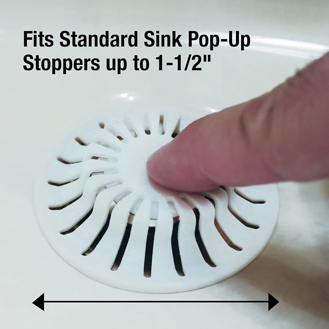 Danco Hair Catcher with Suction Cup, fits Pop-Up Bathroom Sink Drains, White, 2 Pack, (10769)