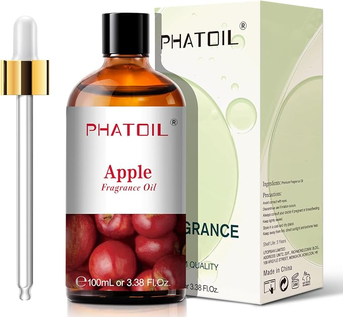 PHATOIL Apple Fragrance Oil for Diffuser Aromatherapy 3.38FL.OZ | Long Lasting Scented Oils For Humidifier, Air Freshener, DIY Soap Candle, Scent Project Making, Aroma Oil for Home Freshening