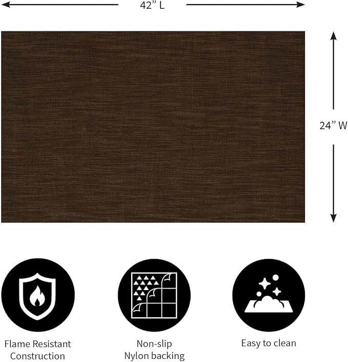 Plow & Hearth Dalton 2x3'6" Hearth Rug Fireproof | Chocolate | Wool Blend Fireplace Mat | Hearth Rugs for Fireplaces Fire Resistant | Protect Hardwood Floor and Carpet from Sparks and Embers