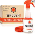 WHOOSH Screen Shine Pro Refillable Cleaning Kit, Set of 12, 16.9 fl oz | Streak Free Finish, Non Toxic and Odorless, For Flat Screens, OLED, LCD and Monitors, Microfiber Cloth Included