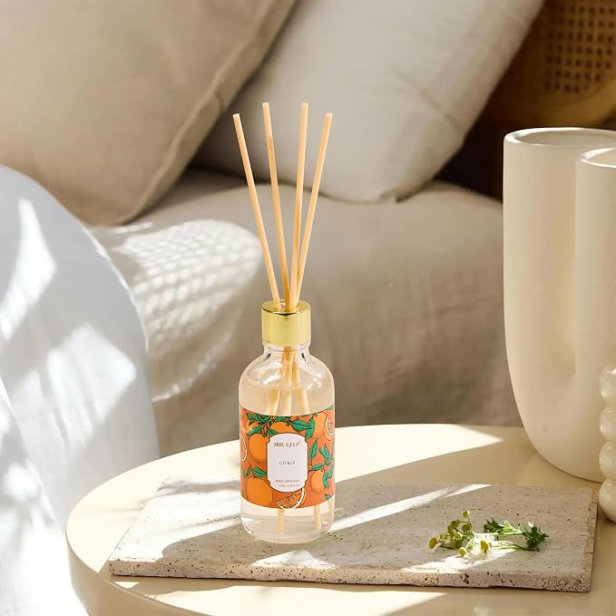 Reed Diffuser Oil Set with Reed Sticks,Citrus Aromatherapy Oil Scent Diffuser for Home Office Bathroom Decoration Perfume and Gifts 3.38oz/100ml