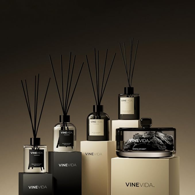VINEVIDA | Jasmine | Reed Diffuser for Home & Bathroom | Long-Lasting Scent Sticks Set | Oil Stick Diffuser | Bathroom Scent