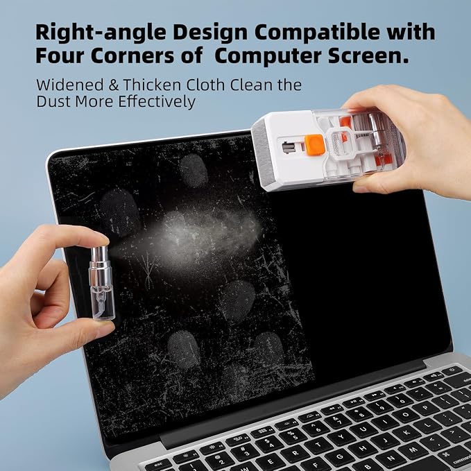 2 Pack Keyboard Cleaner & Laptop Cleaning Kit, All-in-1 for Computer PC | Electronics Deep Cleaning Reusable Brush Tool, Screen-Safe Spray, for iPhone iPad Macbook Airpod Camera, Gaming Accessories