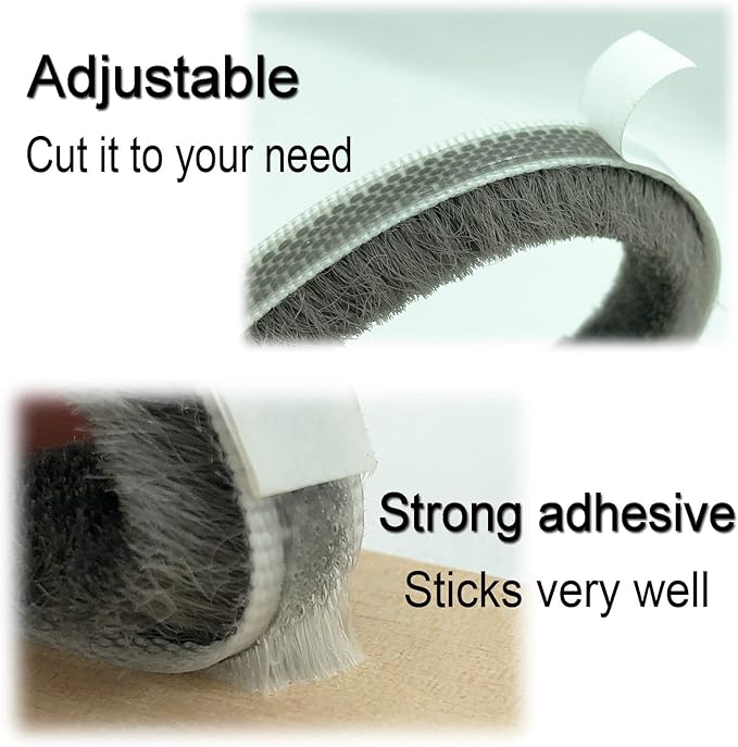 32ft Door Weather Stripping Door Seal Strip Brush for Sliding Windows/Doors Frame (32ft x11/32 Backing x 9/16 Brush inch, Black)