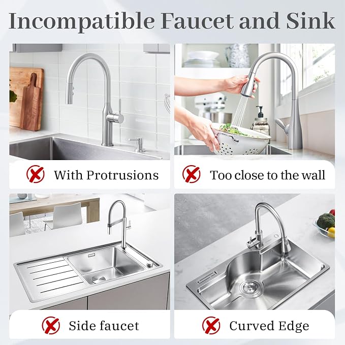 PoYang 24 Inch Faucet Mat for Kitchen Sink Splash Guard Behind Faucet, Sink Protectors for Kitchen Sink Faucet Mat Splash Guard for Kitchen Sink Area, Longer Faucet Guard & Draining Mat, Light Grey