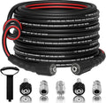 Flexible 1/4" Pressure Washer Hose 50FT,3600PSI Kink Resistant Power Washer Replacement Hose with Leak-Free M22-14mm&3/8" Quick Connect Kit,Used for Extension