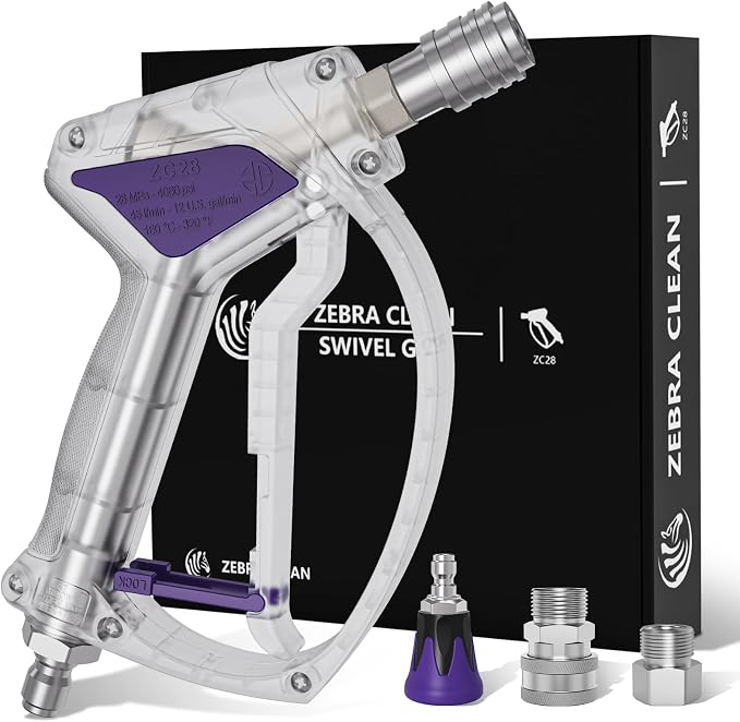 Short Pressure Washer Gun, Swivel Power Washer Gun 4060 PSI, Stubby Pressure Washer Gun with 3/8" Smooth & 1/4" Quick Connector Coupler Compatible with Hose Foam Cannon Car Wash Foam Gun