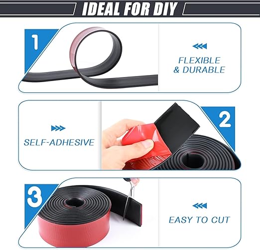 Adhesive Rubber Strips Neoprene Sheets, Rolls & Strips with Adhesive Backing Rubber Pads Self Stick Seal Gasket Sticky Back for Matting Padding - 4" Wide x 1/16" Thick x 10' Long