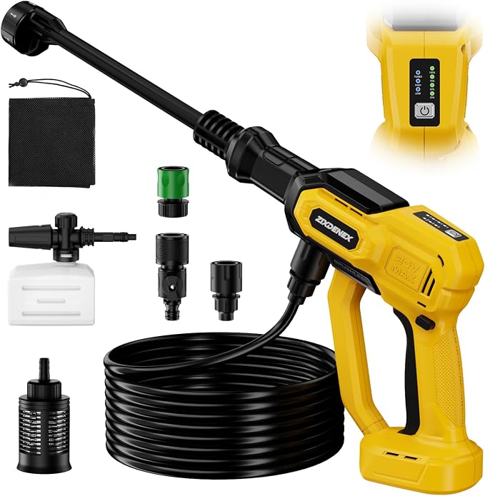 Cordless Portable Washer for Dewalt 20V Battery, 1000 PSI Portable Handheld Washer with Brushless Motor, 6-in-1 Nozzle, 3 Level Adjustable for Car Yard Fence Wall Clean (Battery Not Included)