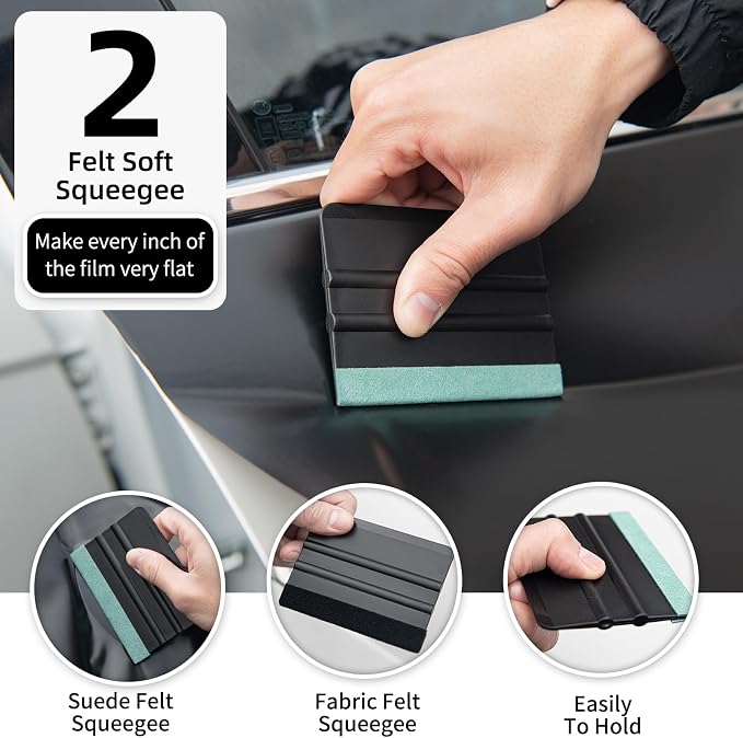 Window Tint Kit, Professional Car Wrap Kit | 14-in-1 Felt, Includes Felt Squeegees, Micro Squeegee, Vinyl Cutter, Craft Knife with Blades, Felt Replacements