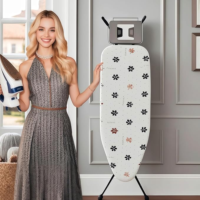 Ironing Board Cover with Two 5MM Thick Feltpads,13"x43"Heat Resistant Replacement Ironing Board Cover and Pad,Fits Standard Ironing Boards,Durability and Easy to Install