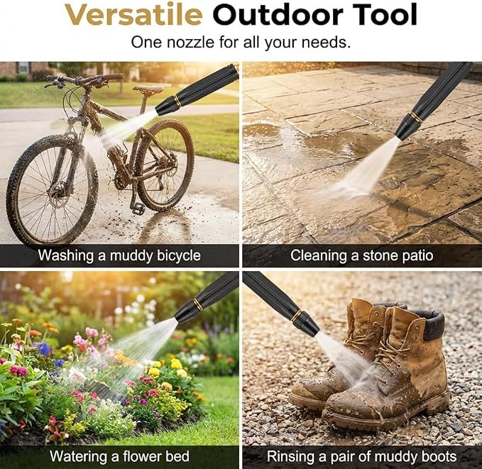 High Pressure Power Washer Nozzle with Connector Set,Direct spray gun,Power Jet Water with Three Spray Modes, This product is only suitable for water pipes with an inner diameter of 4.7 inches or less