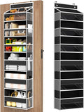 6 Tiers Over The Door Organizer, Behind The Door Storage Hanging Shelves | Heavy Duty Hanging Organizer Storage with Large Capacity Pockets for Closet Wall Bathroom Bedroom Nursery Pantry, 1 Black