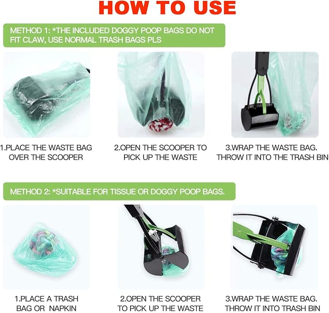 32" Pooper Scooper for Large Small Dogs and Cats, Portable Long Handle Foldable Poop Scoop,Pooper Scooper for Large Dogs with Poop Bags for Grass and Gravel Pet Waste Pick Up