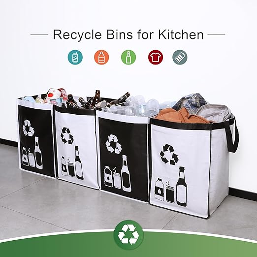 Large Recycle Waste Bag for Kitchen Home- Large Indoor Recycling Bins Trash Sorting Organizer, Reusable and Waterproof, 2 Pack