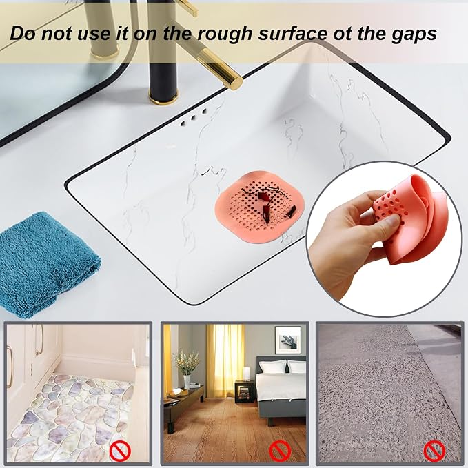 Bovinde Hair Drain Catcher,Square Cover for Shower 2 Pack (Orange) | Drainer Cover Silicone Hair Stopper with Suction Cups,Protector Accessories,Easy to Install Suit for Bathroom,Bathtub,Sink
