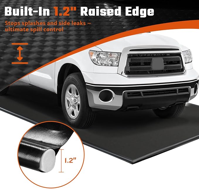7'9"x16' Garage Floor Mat, Heavy Duty PVC Parking Mat for SUV | 1000D PVC waterproof Non-slip Containment Floor Mats, Raised edges Hold snow, rain & mud to protect car garage floors
