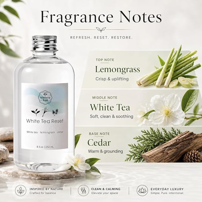 White Tea Diffuser Oil Refill, 8.5 Fl Oz | Inspired by Westin,Fragrance Oil for Reed diffusers,Room Sprays,Humidifier,Aroma Diffusers