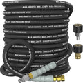 3/8" Pressure Washer Hose 75FT 4800 PSI, Kink Resistant Steel Braided Layer & NonMarking Rubber for Hot/Cold Water, High Power Washer Hose With 3/8 Inch Quick Connect & M22 Fitting, Black
