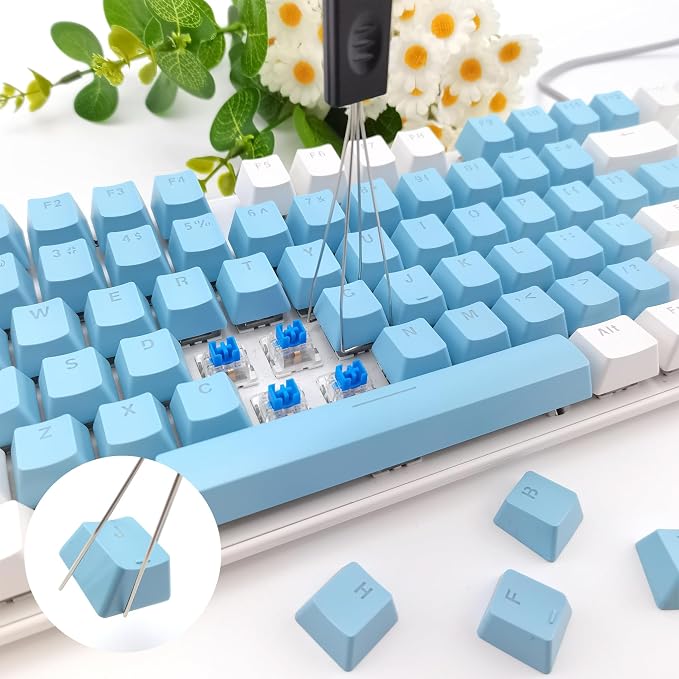 Quacc Keycap Remover Tool Set, 2 PCS Stainless Steel Keycap Pullers with 2 PCS Keyboard Brushes for Mechanical Keyboard