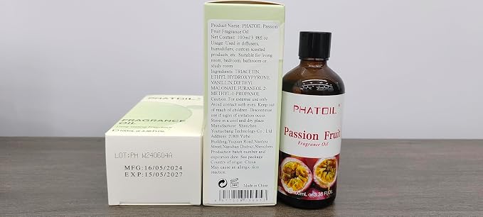 PHATOIL Passion Fruit Fragrance Oil for Diffuser Aromatherapy 3.38FL.OZ | Long Lasting Scented Oils For Humidifier, Air Freshener, DIY Soap Candle, Scent Project Making, Aroma Oil for Home Freshening