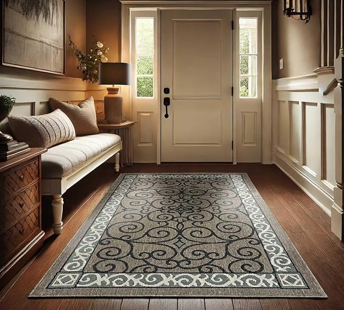 Pilgrim Home and Hearth 19674-1 - 4'x6' Area Rug - Area Rug with Non-Slip Backing, Ideal for Enteryway, Living Room, Bedroom, Kitchen, Bathroom, Laundry Room - Easy Clean, Durable, Low Pile Rug