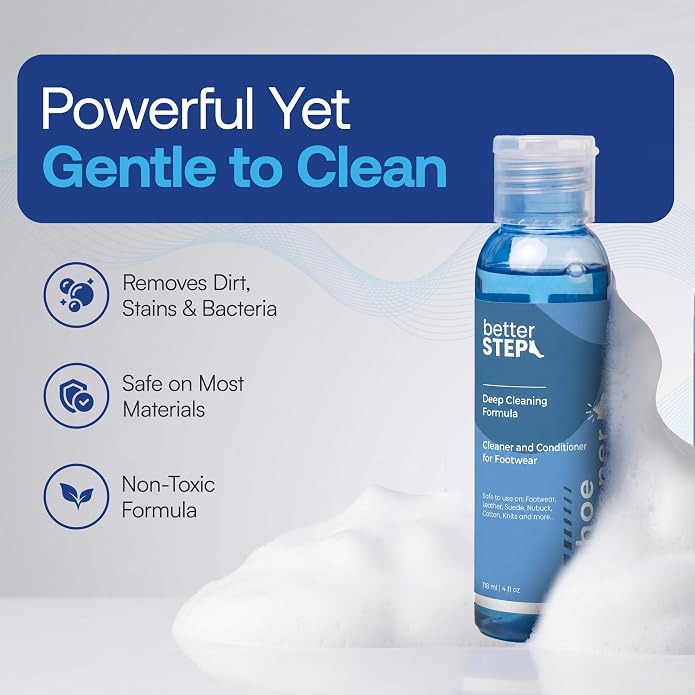 Shoe Cleaner Kit | Sneaker Cleaner (4 oz) with & Bristle Brush, Up to 100+ Washes, for All Washable Shoe Types