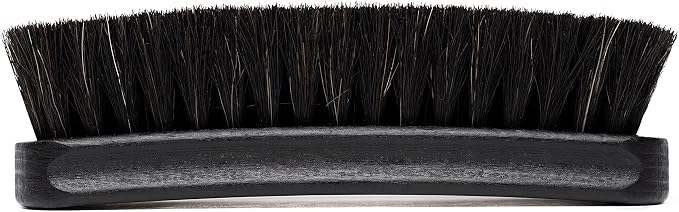 Premium Shoe Brush - Horsehair Shoe Brush - Concaved Handle for Premium Grip, Black