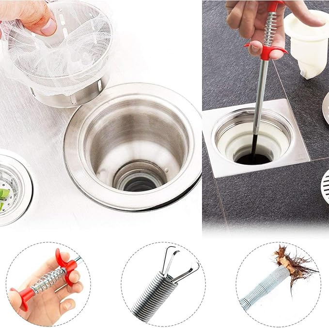 Drain Snake,116 inch Flexible Grabber Claw Pick Up Reacher Tool,Drain Clog Remover - Gutter Cleaning Tools for Home Sink, Bathroom Tub,Drain, Toilet, Tight Spaces