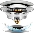 Anlige Bathtub Drain Stopper, Pop Up Tub Stopper and Cover, Bottom with Hair Catcher, Universal for 1.45 to 1.8 in Drain, Replaces Old Drain Plug, Chrome Silver