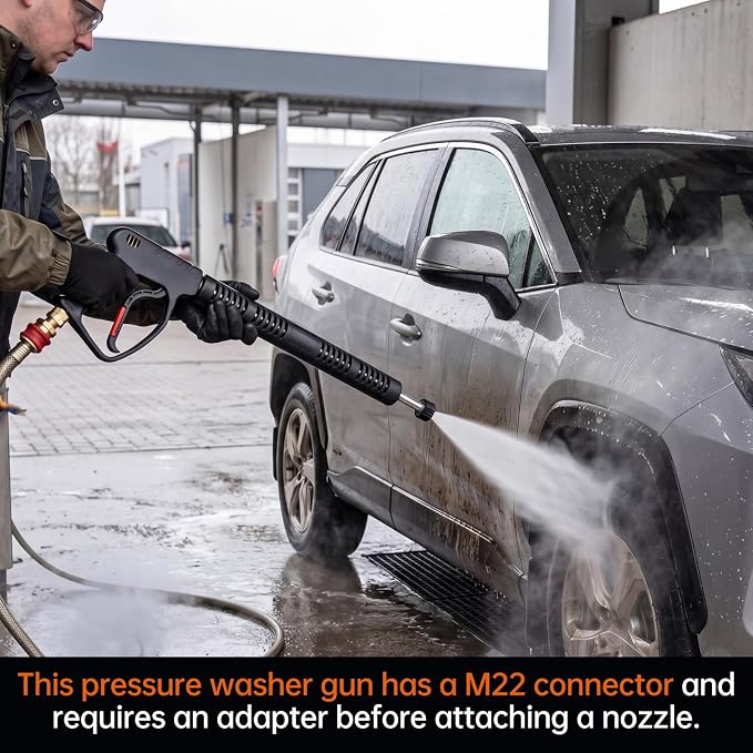 Duraaamo 5000 Psi Hot Water Pressure Washer Gun (up to 300°f) with Vented Lance, 15 Gpm High Pressure Spray Gun, 3/8" Inlet, M22 Outlet, Stainless Steel Lance for Industrial Cleaning