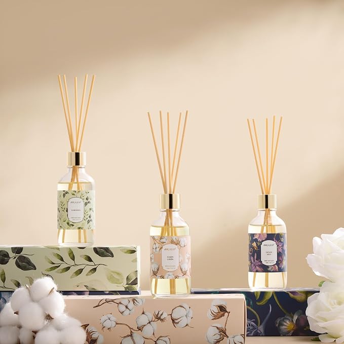 Reed Diffuser Oil Set with Reed Sticks, Ocean Mist Aromatherapy Oil Scent Diffuser for Home Office Bathroom Decoration Perfume and Gifts 3.38 oz/100ml