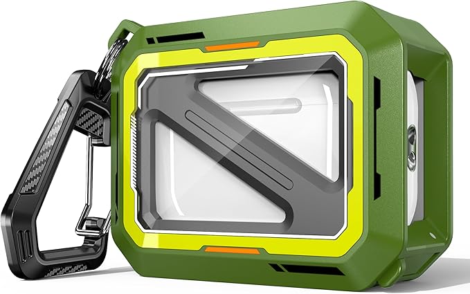 for AirPods Pro 3 Protective Case Cyberpunk Glow in Dark, Green | Compatible with Apple AirPods Pro 3rd Generation Protective Cover with Carabiner Shockproof Dustproof