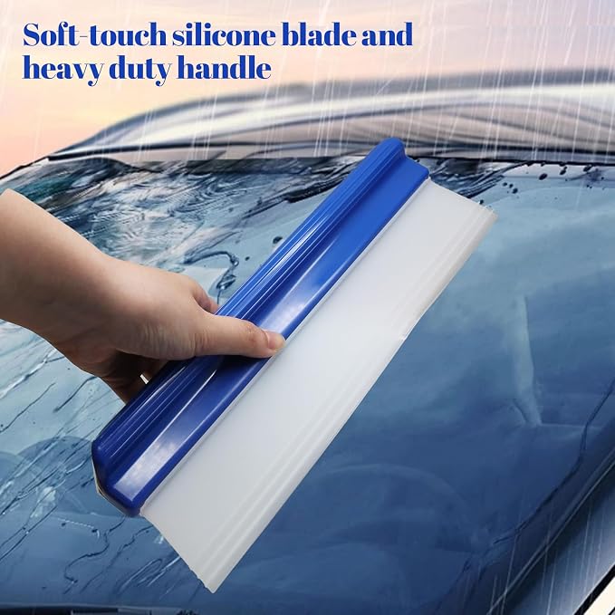 Uenhoy 2 Pack Car Squeegee 12 Inches, Flexible Car Water Scraper, Blue | Automotive Wiper, Silicone Water Blade for Car Windshield, Window, Home Glass