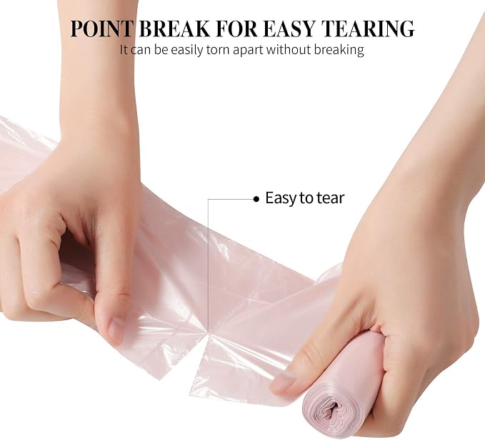 5 Rolls Small Trash Garbage Bags, 4 Gallon 100 Counts (Pink) | Strong Thin Material Disposable Kitchen Garbage Bags, Durable Plastic Trash Bags for Office Home Bedroom Garden Waste Bin