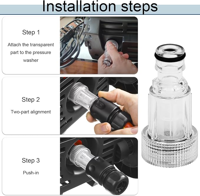 Obida Pressure Washer Transparent Plastic Water Inlet Filter Power Washer Parts Replacement for Tool Garden Hose Adapter Pressure Washer Inlet Filter(6 Pcs)