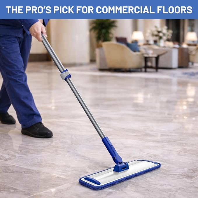 Microfiber Flat Mop for Hardwood Floors Cleaning with 55" Adjustable Handle | 4 Washable Reusable Dust Mop Pads, Professional Aluminum Mop Head, 360° Swivel, Wet Dry Use for Tile, Laminate, Vinyl, Wall