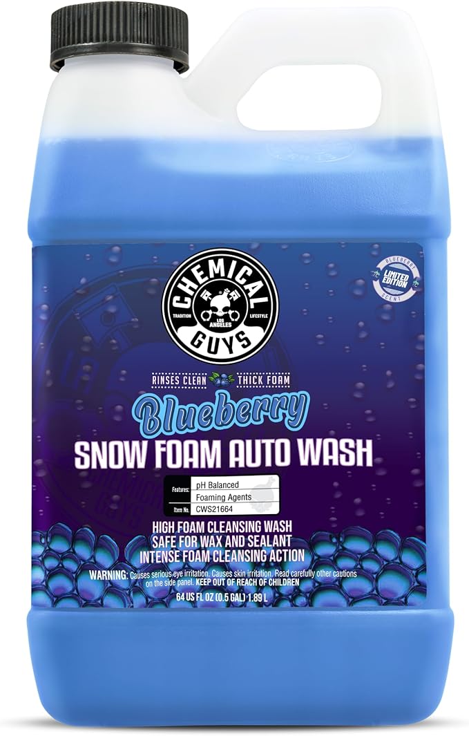Chemical Guys, Blueberry Snow Foam Car Wash Soap for Foam Cannons, 64 oz | High-foaming pH-balanced suds for cannons, guns or buckets, gentle on wax and coatings