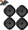 4 Pieces Shower Drain Hair Catcher Bathtub Stopper Home Drain Protectors Drain Cover with Sucker Water Trap Sink Cover for Bathroom Bathtub and Kitchen (Black)